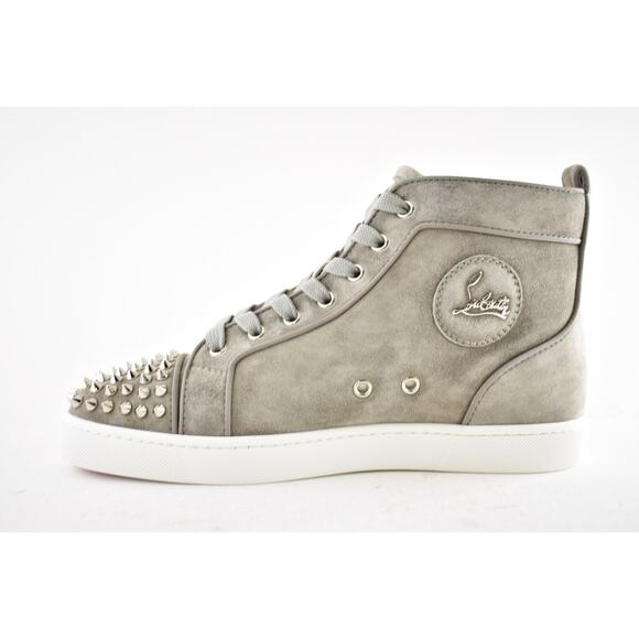 Christian Louboutin Mens Lou Spikes Orlato Flat Gres Grey High Top Sneaker 40 7 - Picture 6 of 9